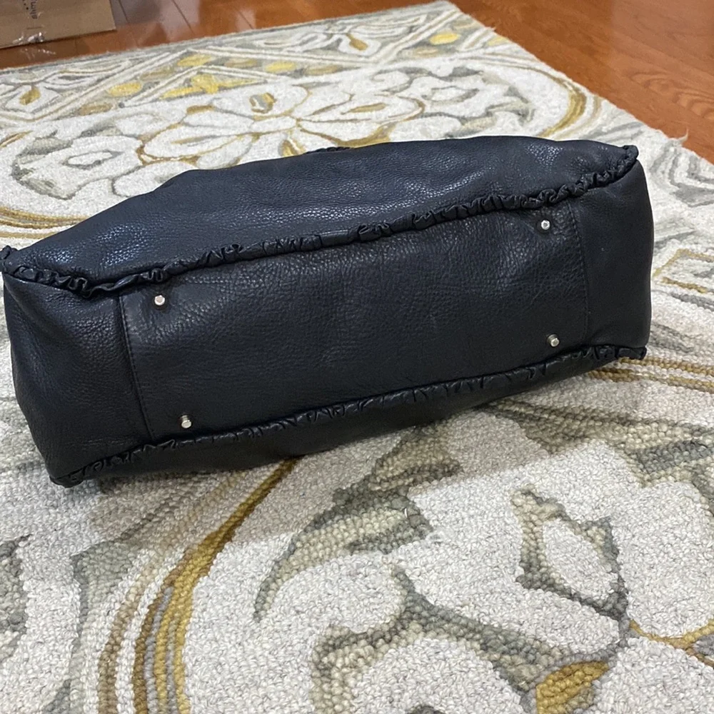 💕 Furla black Italian leather large braided satchel bag 💕
